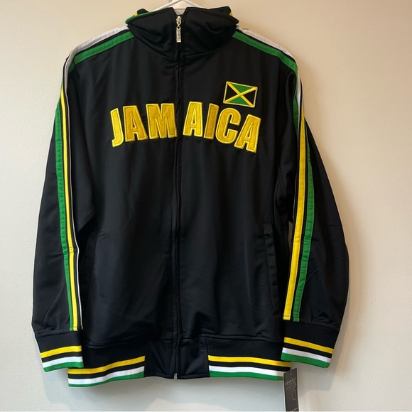 NWT Ghast Jamaica Futbal Soccer Jacket Zip Up Black Men’s Medium Track